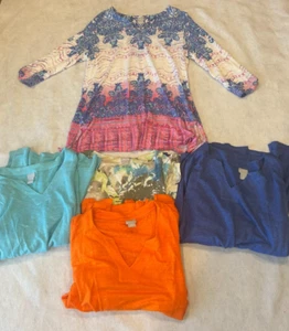 Chico's Tunika-T-Shirt 2 L/12 Einsatz V-Ausschnitt 100 % Leinen Rollriegelärmel - Farbe wählbar - Bild 1 von 11