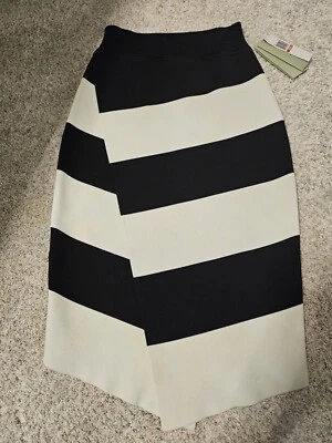 A.L.C. Skirt, XSmall Black White Stripe Campbell Faux Wrap  - Image 1 of 4
