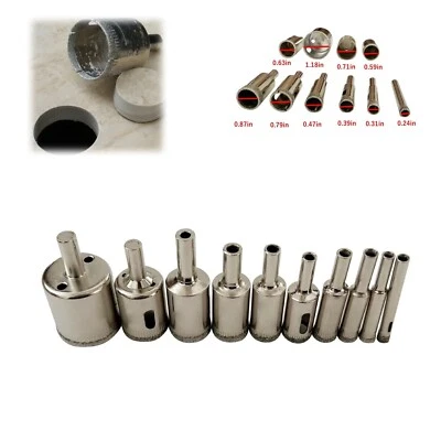 INTSUPERMAI® Diamond Drill Bit Set 10pcs Carbide Tipped Hole Saw for Glass/Tile Drilling
