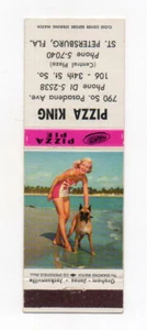 Pizza King St. Petersburg FL unbenutzt Vintage Mädchen Front Strike Streichholz Cover - Bild 1 von 2