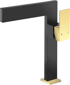 Matte Black, Gold Ultra-Thin Bathroom Vessel Sink Faucet Solid Brass - Picture 1 of 8