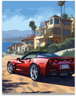 INSPIRATIONAL WALL ART CO. 2006 Corvette C6 Poster Car Posters 11x14 Inches Unframed Wall Decor