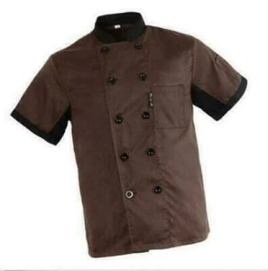 Unisex Chef Jacket Coat Restaurant Hotel Work Uniform Short Mesh Sleeves Women - Picture 1 of 13