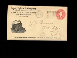 Payot Upham Hammond Typewriter BOTH SIDES San Francisco Aug 1901 PSE Cover 3h - Picture 1 of 2