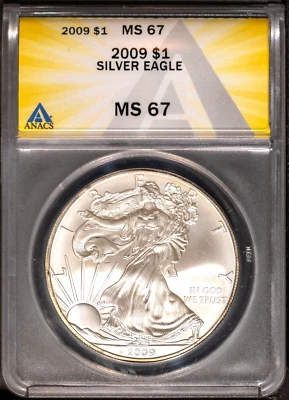 2009 $1 Silver American Eagle MS 67 ANACS # 7726116 + Bonus - Image 1 of 2