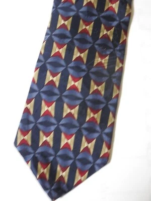 DANIEL HECHTER Silk Necktie Navy Blue Silver Geometric 58" x 3 3/4" - Image 1 of 2