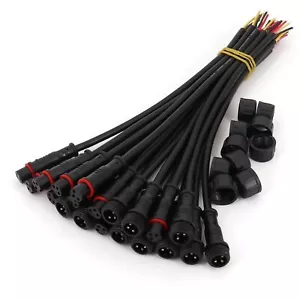 10Pairs 3Pin Waterproof IP65 22AWG LED Strip Male and Female Cable Connector - Picture 1 of 7
