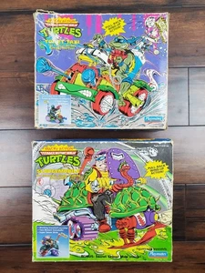 Vtg 1990 TMNT Wacky Action Vehicle Empty Box Lot Toilet Taxi Sludgemobile - Picture 1 of 12