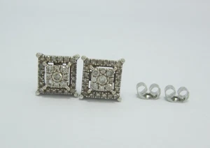BEAUTIFUL LADIES 10K WHITE GOLD DIAMOND STUD EARRINGS .38CT.    2.2G - Picture 1 of 6