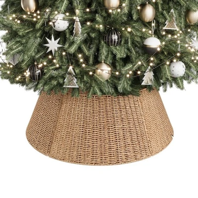 28 Inch Christmas Tree Collar, Paper Rope Woven Xmas Tree Skirt for Artificia... - Image 1 of 4