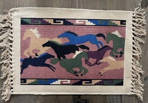 Southwestern Style Cotton Stencil Placemats - Set of 4 - Wild Running Horses - Picture 1 of 4