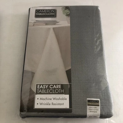 Gray Cameron Textured Fabric Table Cloth 60x84” Easy Care Benson Mills - Image 1 of 4