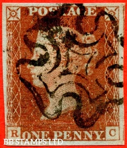 SG. 8L. B1 (1). BS32. " RC ". 1d Red - Brown. Plate 43. A fine used examp B74928 - Picture 1 of 1
