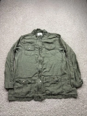 Chaqueta ARTISAN NY Mujer XL Verde Lino Utilidad Carga Campo Cremallera Completa Frente a Presión Foto 1 de 4