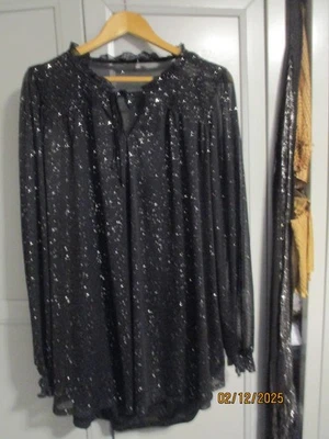 EVANS TALLA 18-20 PECHO TALLA 42-54INS BONITO NEGRO-BRILLO-NAVIDAD-FIESTA-2 EN 1 TOP Foto 1 de 4