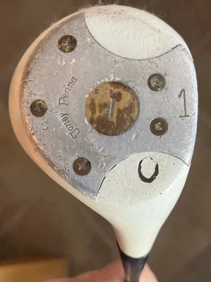 Vintage White Finish Toney Penna Persimmon 1 Wood Driver Cross Hatched Face RH - Image 1 of 4