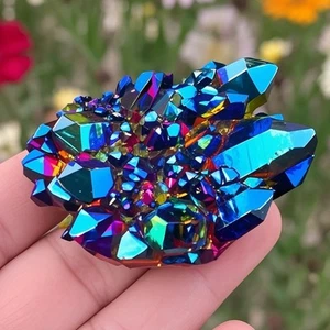 Rainbow Angel Aura Quartz Geode – Natural Titanium Crystal Cluster Specimen Gift - Picture 1 of 5