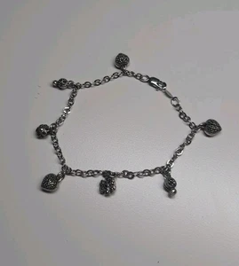 Judith Jack Sterling Silver Charm Bracelet Hearts Flowers Marcasite - Picture 1 of 6