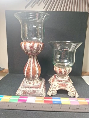 2 Candelabros Southern Living At Home Historic Bell Jar 40060 40061 8" 11,5" Foto 1 de 4