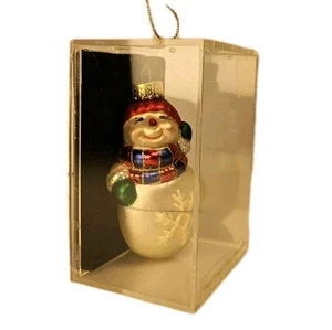 Unikat handgefertigt handbemalt Schneemann Glas Ornament im Original Etui unbenutzt - Bild 1 von 8