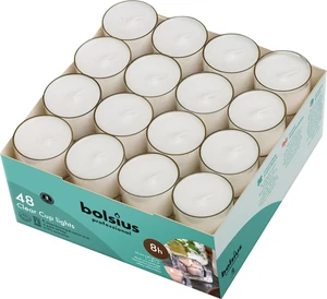 48 Unscented Tea Lights in Clear Cups - 8 Burn Hours - Premium European Quality - Picture 1 of 12