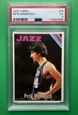 1975-76 Topps Basketball Pete Maravich #75 New Orleans Jazz PSA 5 HOF - Image 1 of 2
