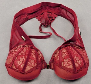 ADORE ME Bra Padded Lace Sz 34A Burgundy Front Snap - Picture 1 of 6