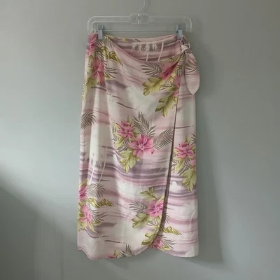 Tommy Bahama Mujer Talla 4/6 Falda Envolvente de Seda Rosa Tropical Playa Midi 100% Seda Foto 1 de 4