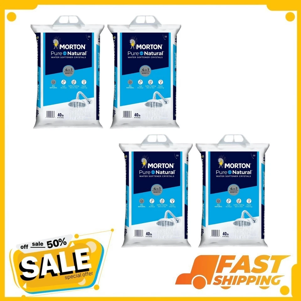 (4 pack) Morton® Pure and Natural Water Softener Salt Crystals, 40 lb Bag
