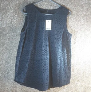 Next AV/205 Ladies Crochet Knit Top. Sleeveless Navy Blue UK Size12 - Picture 1 of 5
