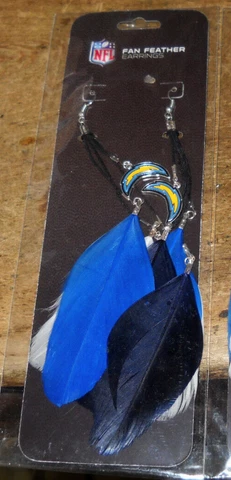 2 LOT SAN DIEGO CHARGERS FAN FEATHER EARRINGS NIP LICENSED NFL Cover