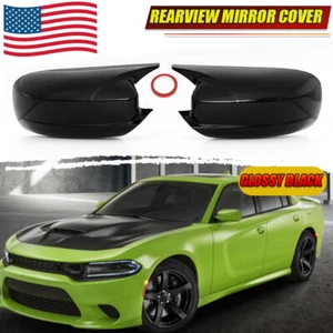2X Tapa de cubierta de espejo retrovisor lateral bocina negra brillante para Dodge Charger SRT 2010+ - Imagen 1 de 8