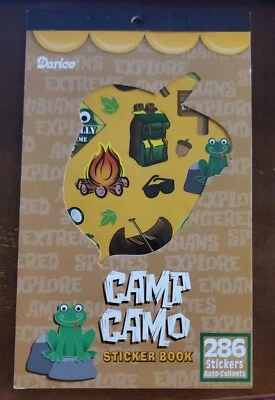 Libro de pegatinas Darice CAMP CAMO, 286 pegatinas 6 páginas, sin usar Foto 1 de 4