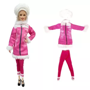 Pink color Long Coat Casual pant And nice Hat For 1/6 Doll Accesories Set - Picture 1 of 10