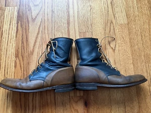 Justin lace up brown and blue boots vintage roper 9 - Picture 1 of 8