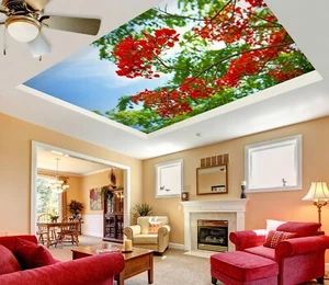 3D Red Flowers I5674 Ceiling WallPaper Murals Wall Print Decal Deco Erin 2023 - Picture 1 of 5