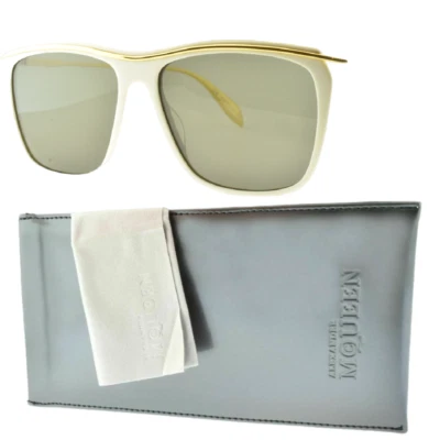 ¡¡NUEVO!! Gafas de sol Alexander McQueen AM 0143S 004 blancas cuadradas borde completo para hombre Foto 1 de 4