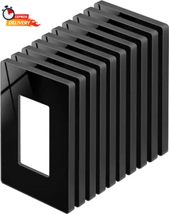 10 Pack 1-Gang Black Screwless Wall Plate, Decor Outlet Cover, Decorator Switch - Picture 1 of 12