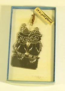 Silver-plated Etched Two Owls Animals Birds Christmas Ornaments With The Box - Picture 1 of 4