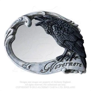 Alchemy Gothic Vault Quoth the Raven Nevermore Gothic Totenkopf Rabe Kompaktspiegel - Bild 1 von 3