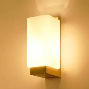 Wooden E27 Wall Light Indoor Lamp - Modern Minimalist Design - White/Wood - Picture 1 of 9