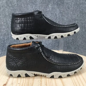 Ferrini Boots Mens 10 D Rogue Chukka Croc Print Lace Up 33722-35 Black Leather - Picture 1 of 14