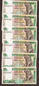 Sri Lanka 10 Rupees P.102 2001 serial run of 6 Banknotes #28 - Picture 1 of 2