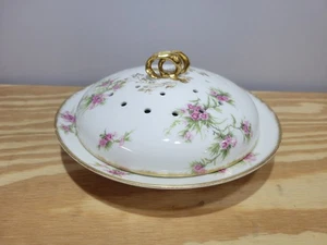 Limoges GDA France Gold Gilt Floral Crepe / Pancake Server /w Lid - Picture 1 of 10