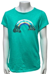 NEXT Kinder Mädchen schöner kurzärmliger grüner Pullover 100% Baumwolle T-Shirt Oberteil - Bild 1 von 2