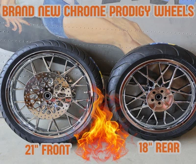 NUEVO JUEGO DE RUEDAS HARLEY-DAVIDSON TOURING CROMO PRODIGY PAQUETE COMPLETO CALLE Foto 1 de 4