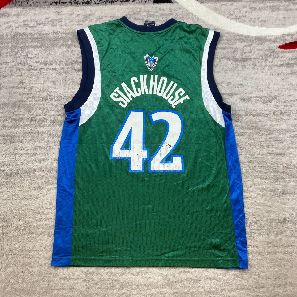 Винтажная футболка Jerry Stackhouse Dallas Mavericks средний размер зеленая синяя No42 баскетбол - Изображение 1 из 4