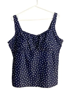 St Johns Bay Polka Dot Tankini Oberteil Damen 20W dunkelblau verstellbar leicht wattiert - Bild 1 von 4