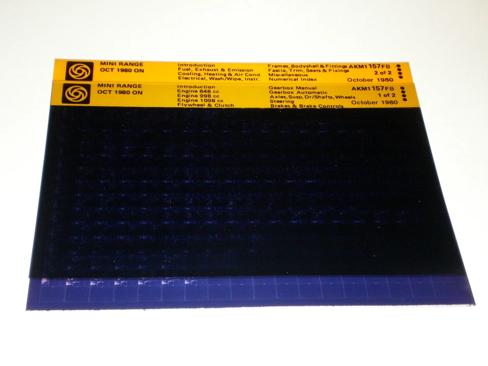 Catalogo Di Ricambi Microfich Per Austin Rover Mini 1980 ON Aggiornato A 10/1980 - Immagine 1 di 1