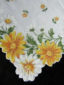 Vintage Druck Taschentuch gelb weiß Gänseblümchen bedruckt Taschentuch Blume Taschentuch HK1228 - Bild 1 von 11